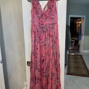 BHLDN Anthropologie Lyla chiffon wedding guest / bridesmaid gown
